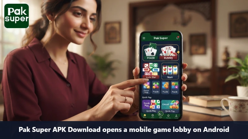 Pak Super APK Download opens a mobile game lobby on Android